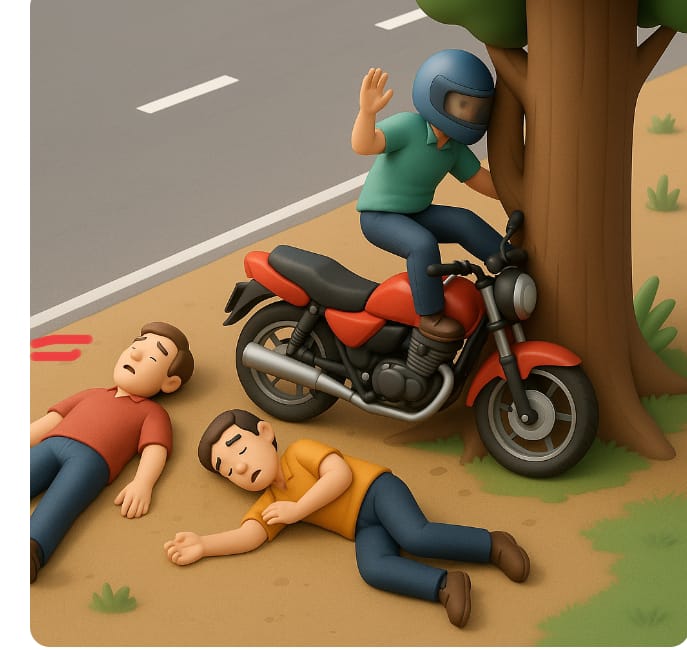 शादि समारोह में शामिल होने जा रहे 3 बाइक सवार युवक हुए हादसे का शिकार दो की मौके पर ही  मौत एक ने जिला अस्पताल में थोड़ा दम 